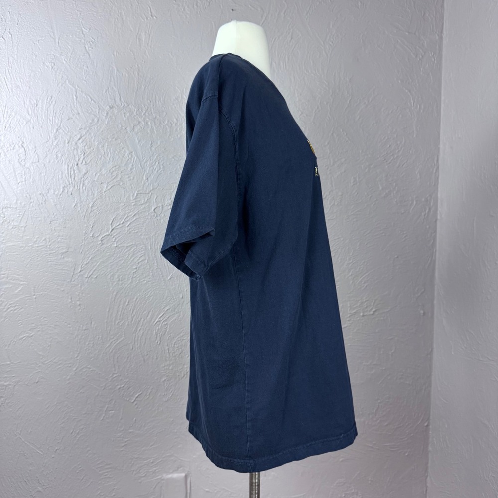Large Vtg 90's Rothenburg Germany Gold embroidery tshirt Navy blue 100% cotton - Picture 5 of 8
